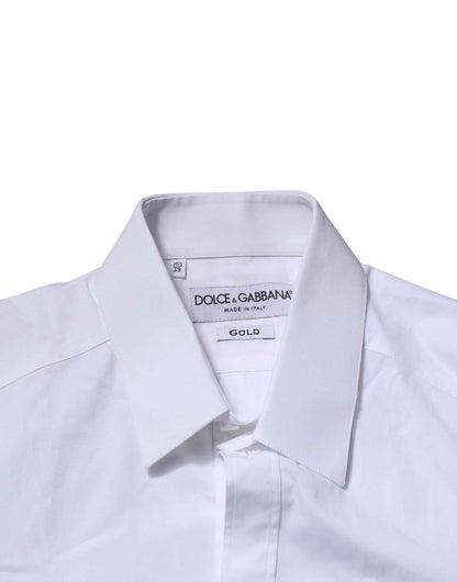White Cotton GOLD Long Sleeves Formal Shirt