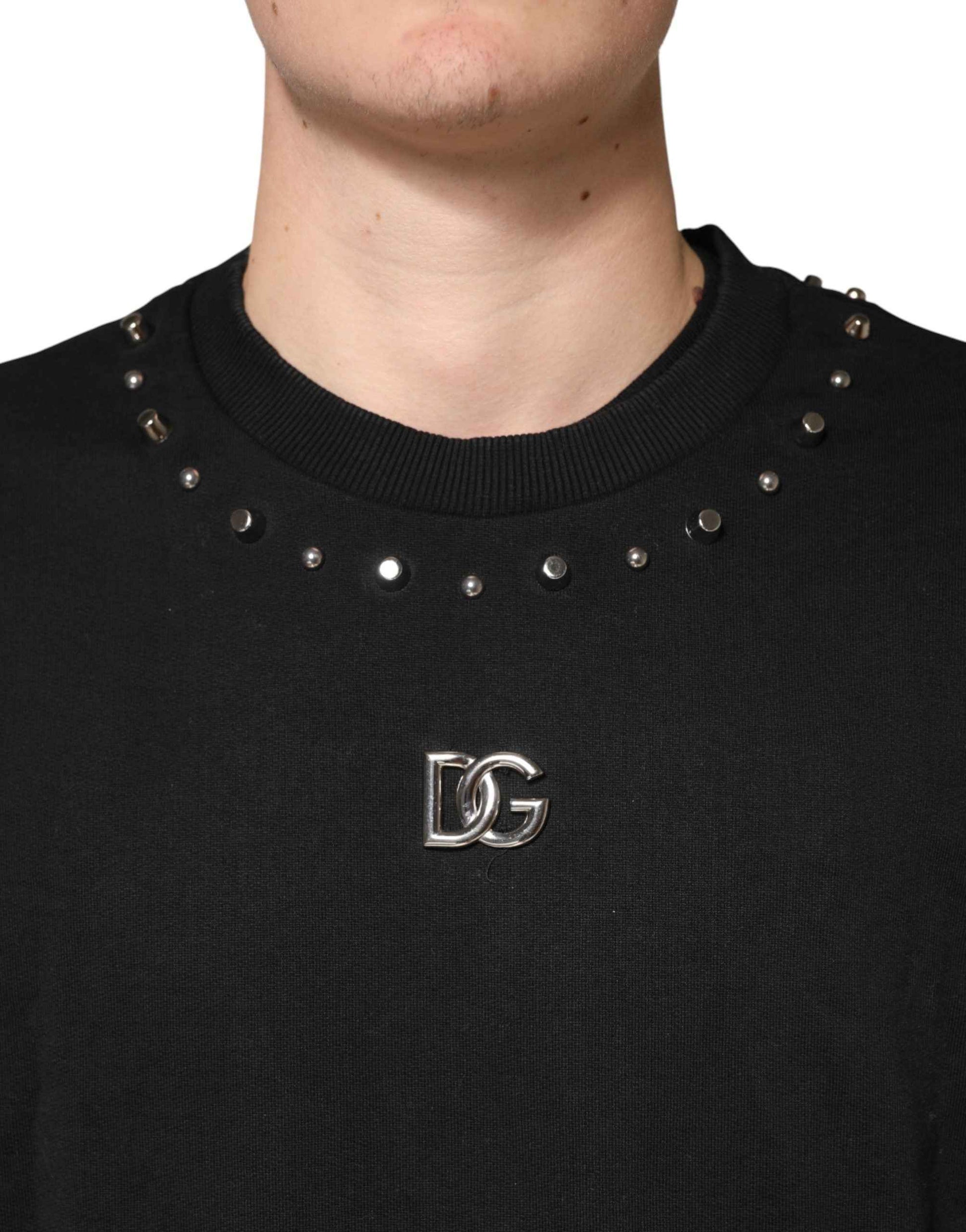Black Embellished Cotton Sweatshirt Sweater