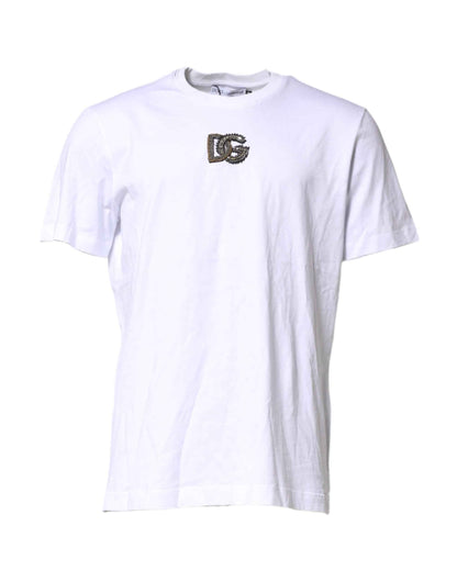 White Cotton DG Logo Embroidery Men T-shirt