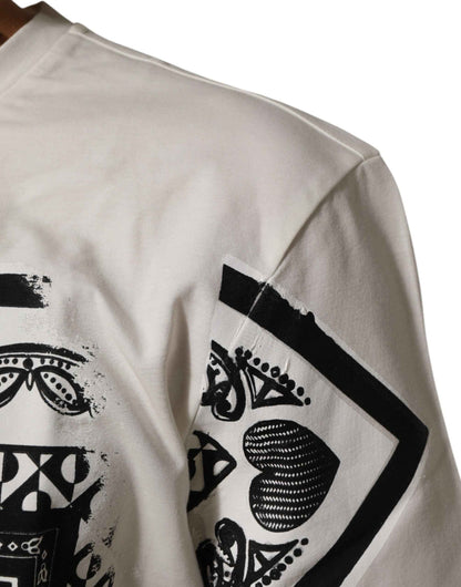 White Cotton Bandana Print CrewNeck T-shirt