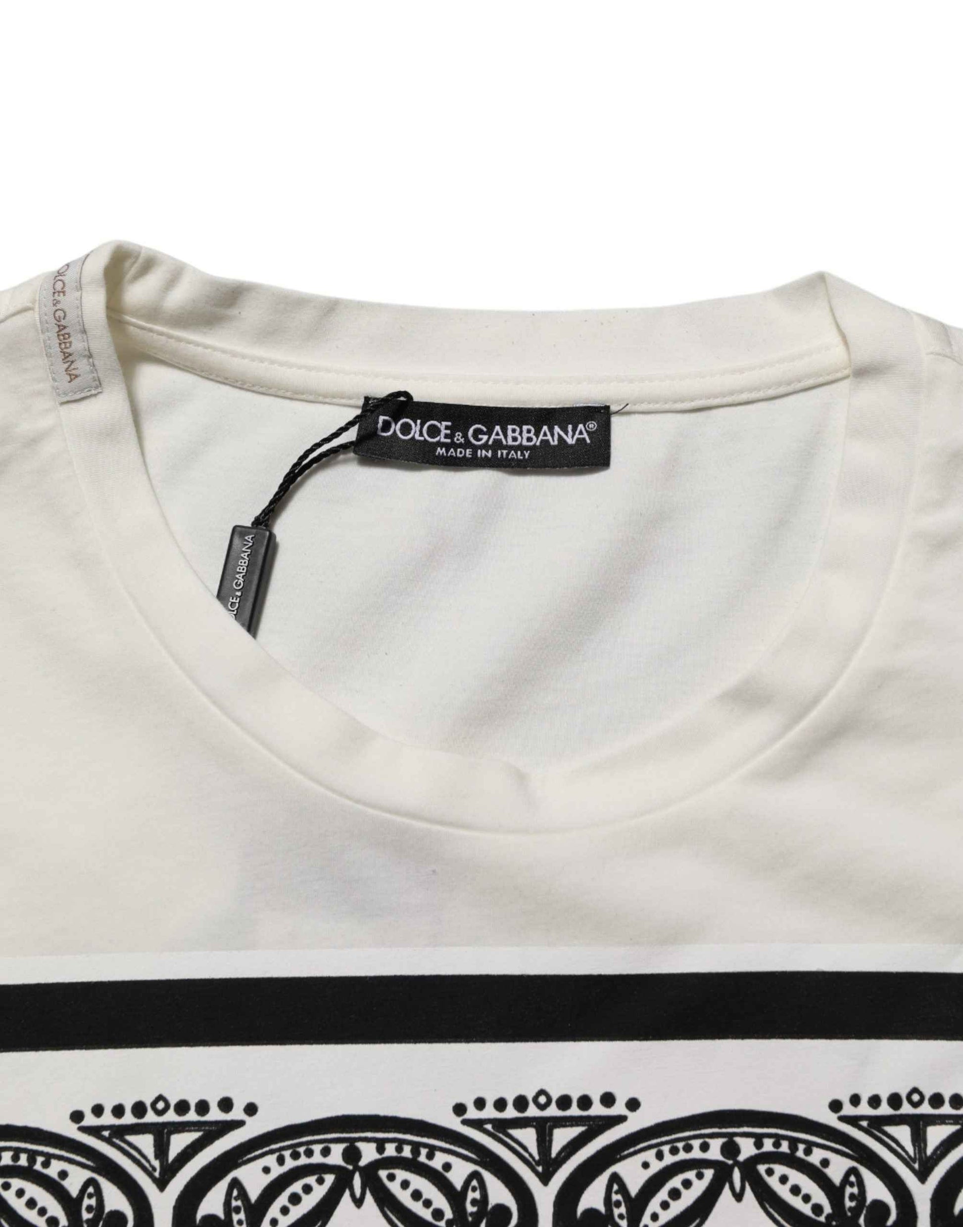 White Cotton Bandana Print CrewNeck T-shirt