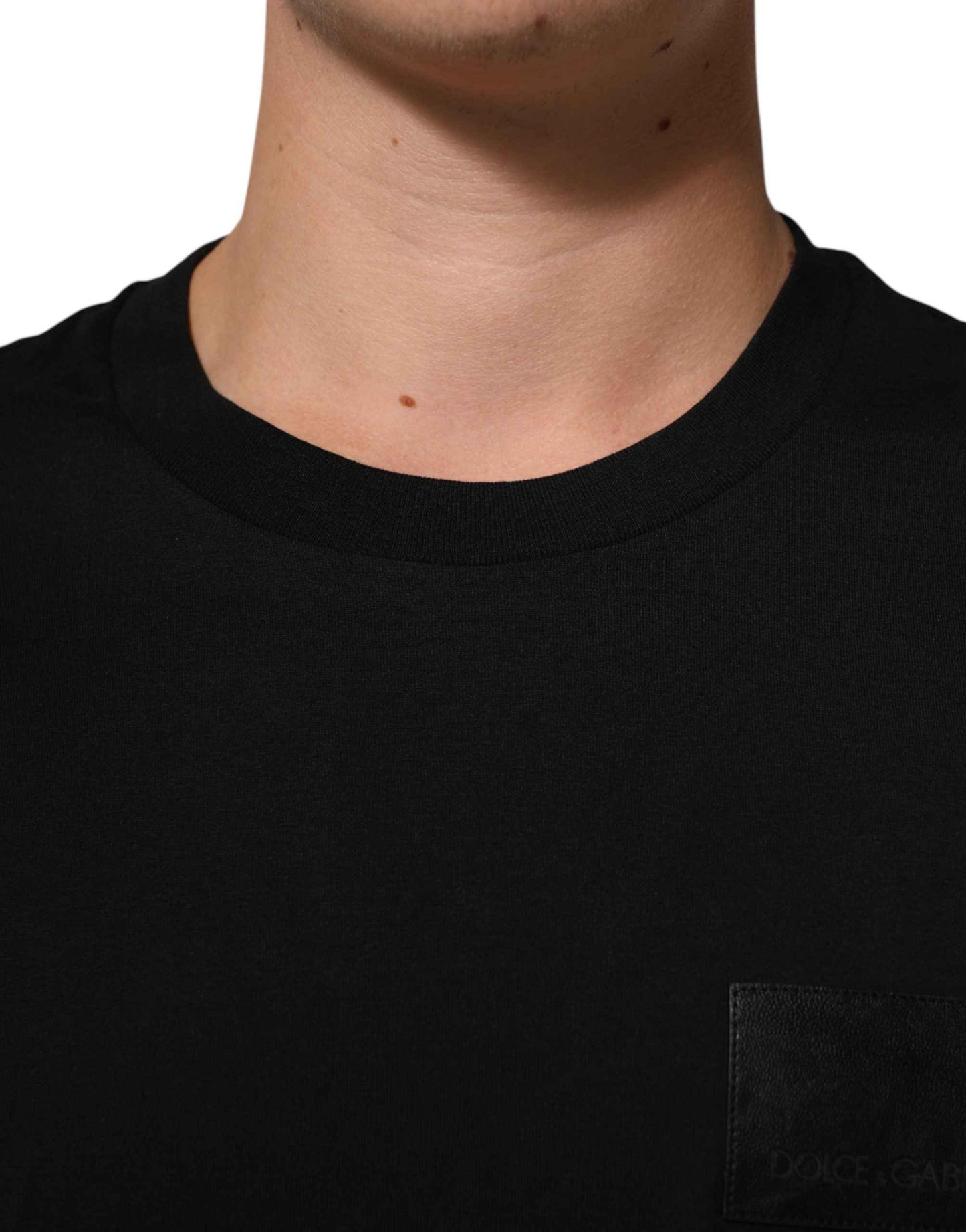 Black Cotton Logo Plaque Crew Neck T-shirt