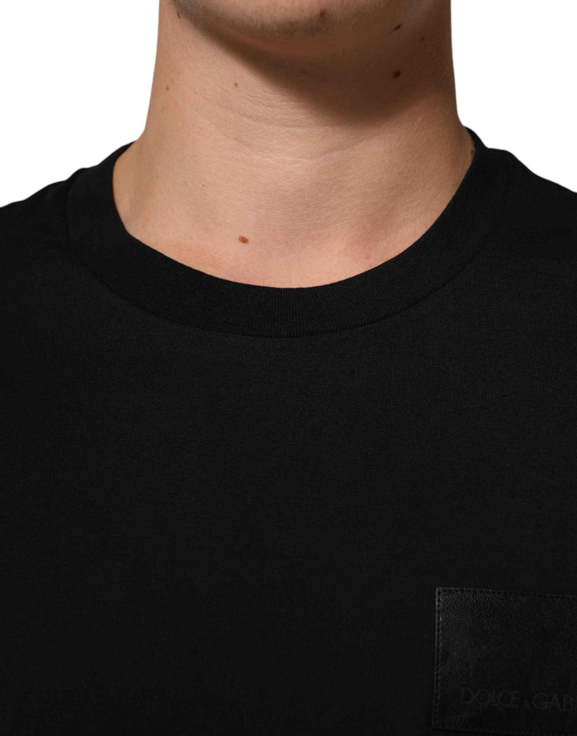 Black Cotton Logo Plaque Crew Neck T-shirt