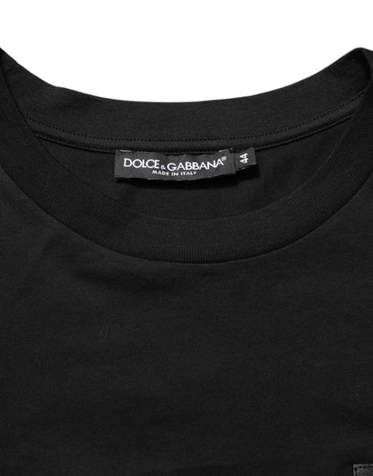 Black Cotton Logo Plaque Crew Neck T-shirt