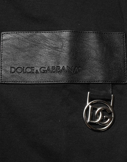 Black Cotton Logo Plaque Crew Neck T-shirt