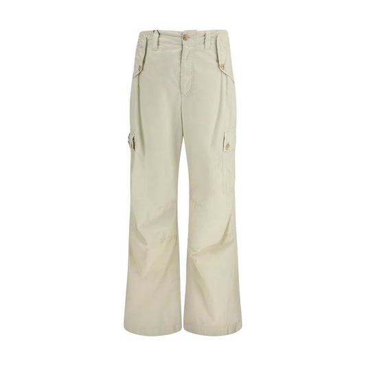 Beige Cotton Casual Pants