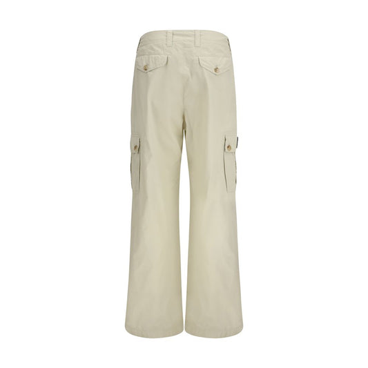Beige Cotton Casual Pants