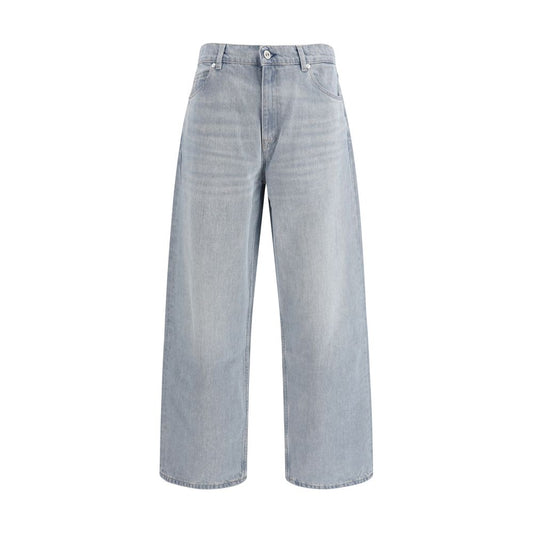 Blue Cotton High-Waisted Jean