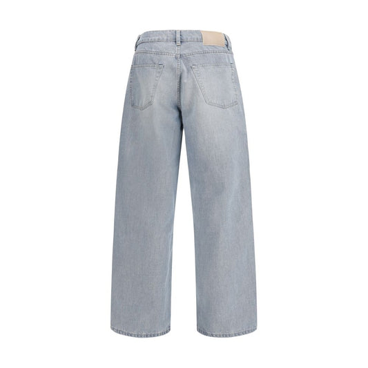 Blue Cotton High-Waisted Jean