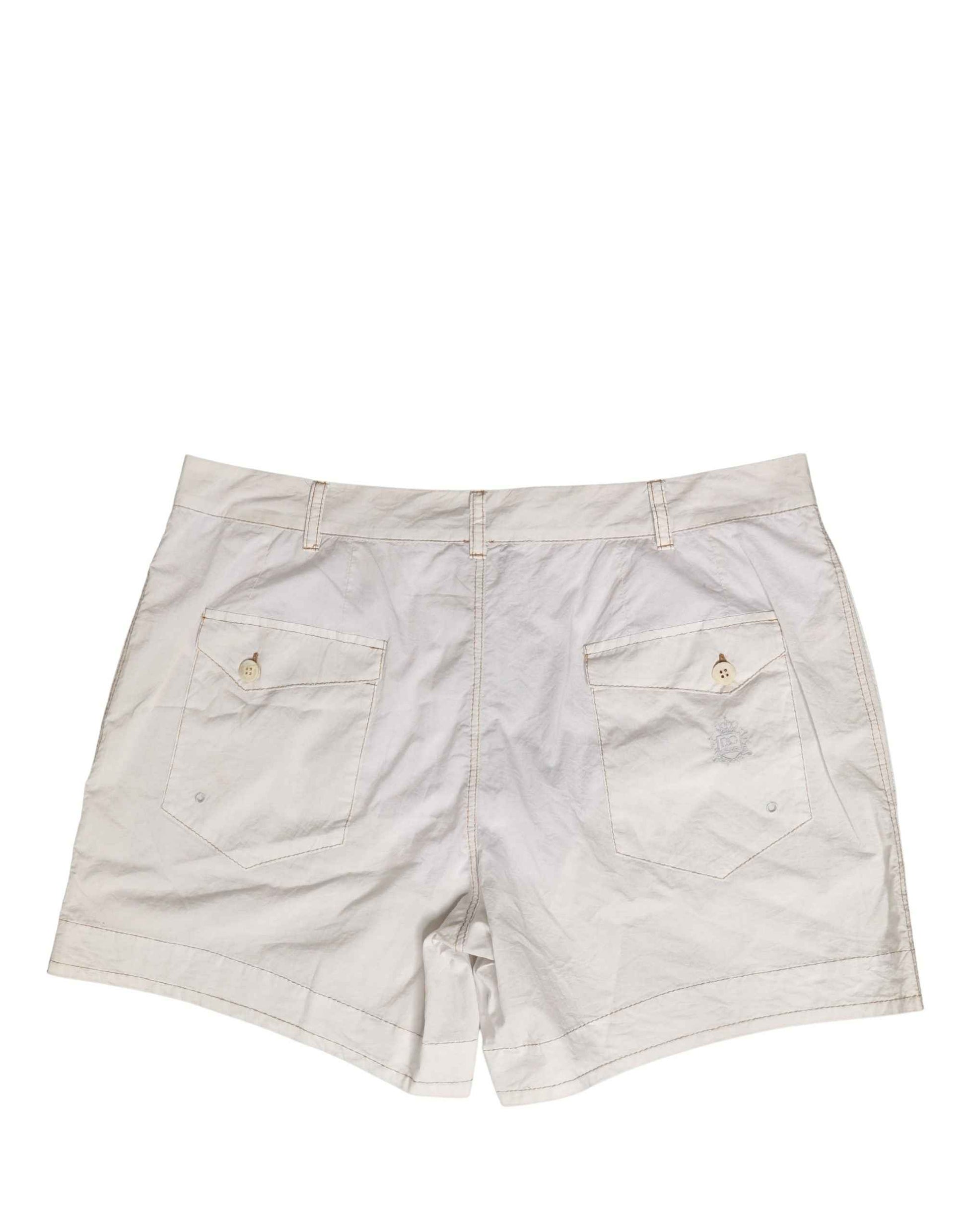 White Cotton Mid Waist Chino Bermuda Shorts