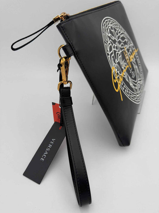 VERSACE LA MEDUSA Signature Leather Clutch