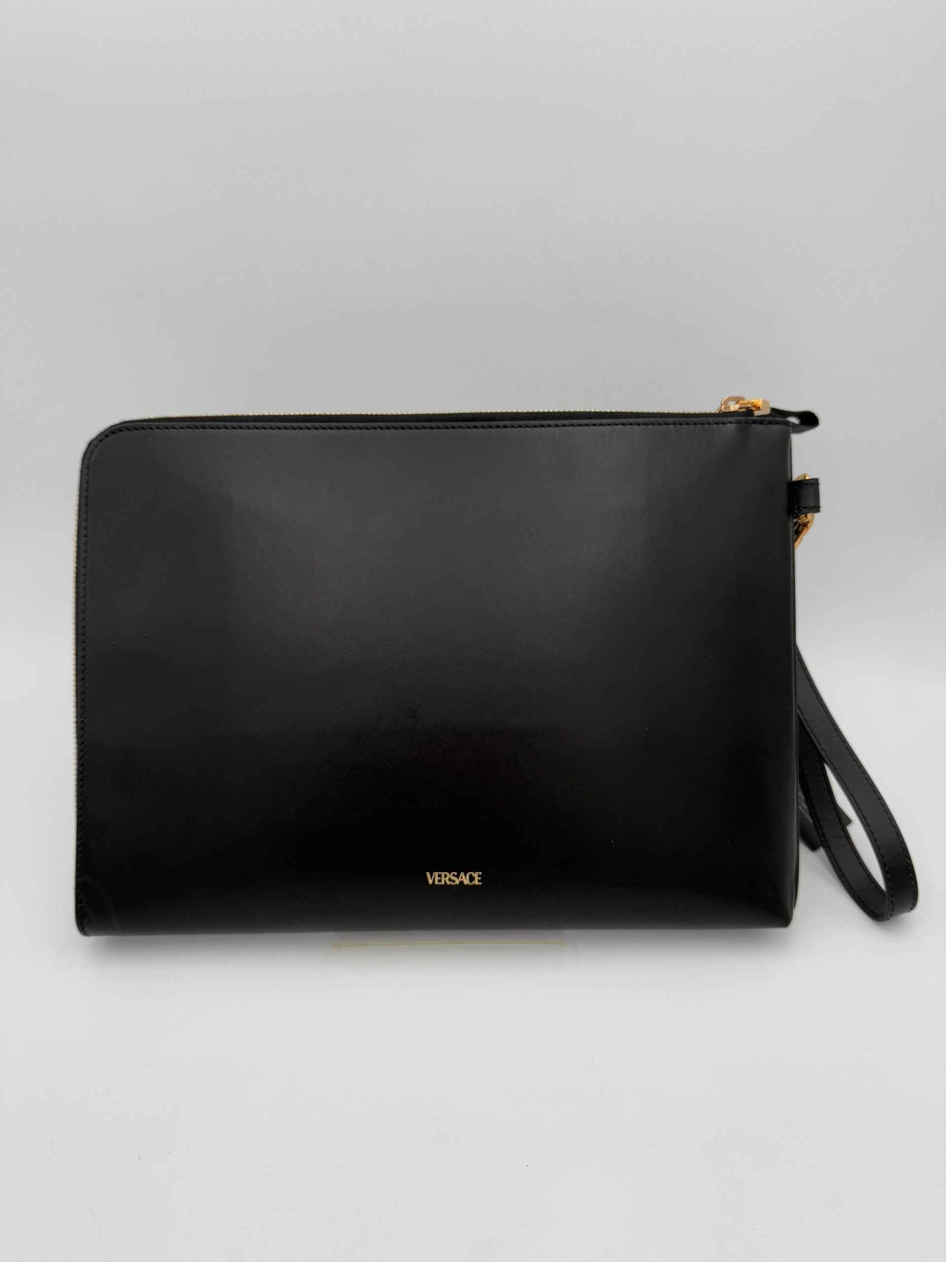 VERSACE LA MEDUSA Signature Leather Clutch