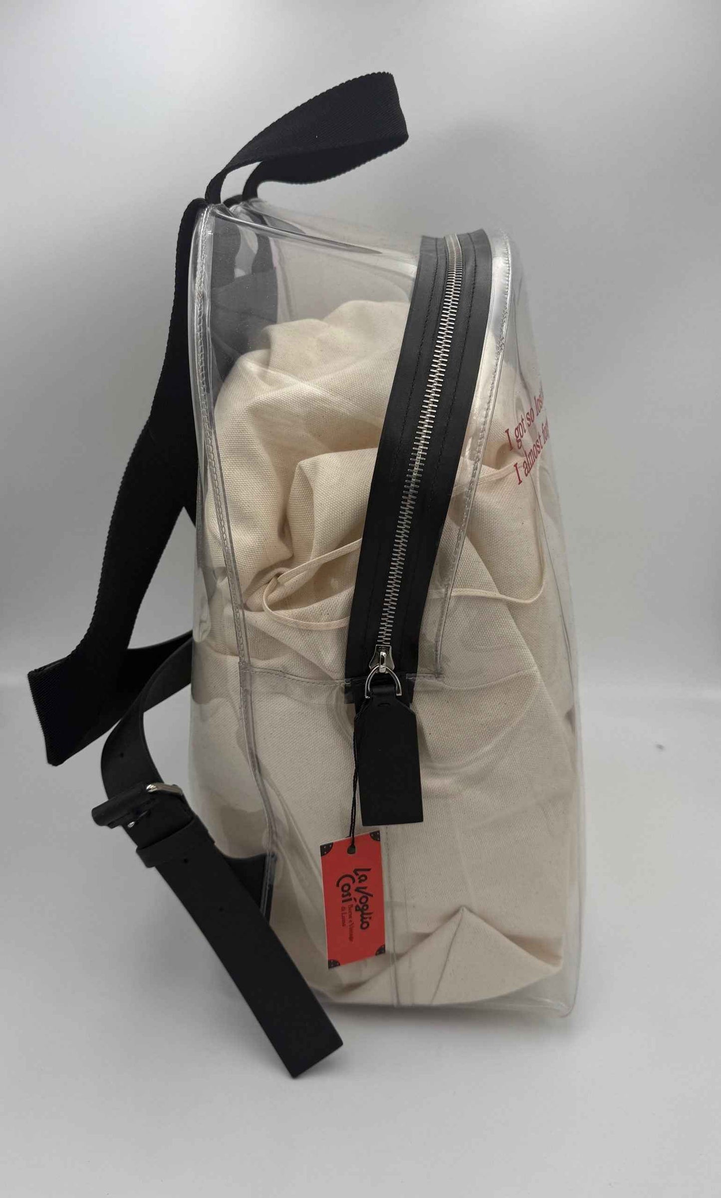 VALENTINO GARAVANI Leather and Transparent Plastic Backpack