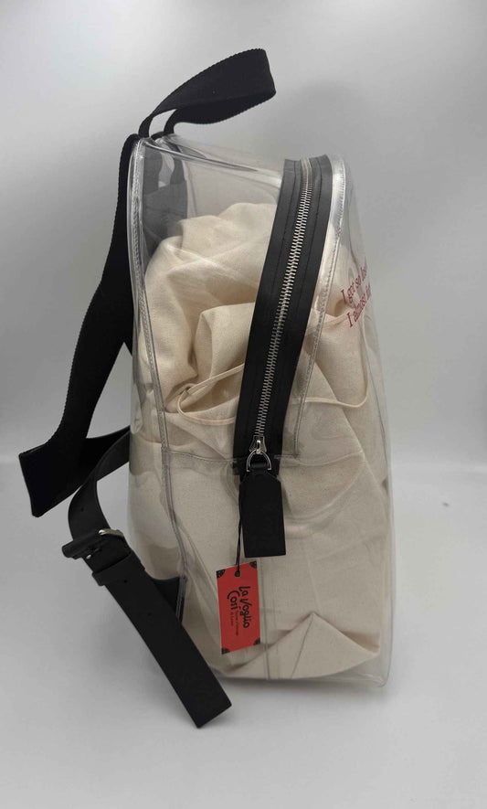 VALENTINO GARAVANI Leather and Transparent Plastic Backpack