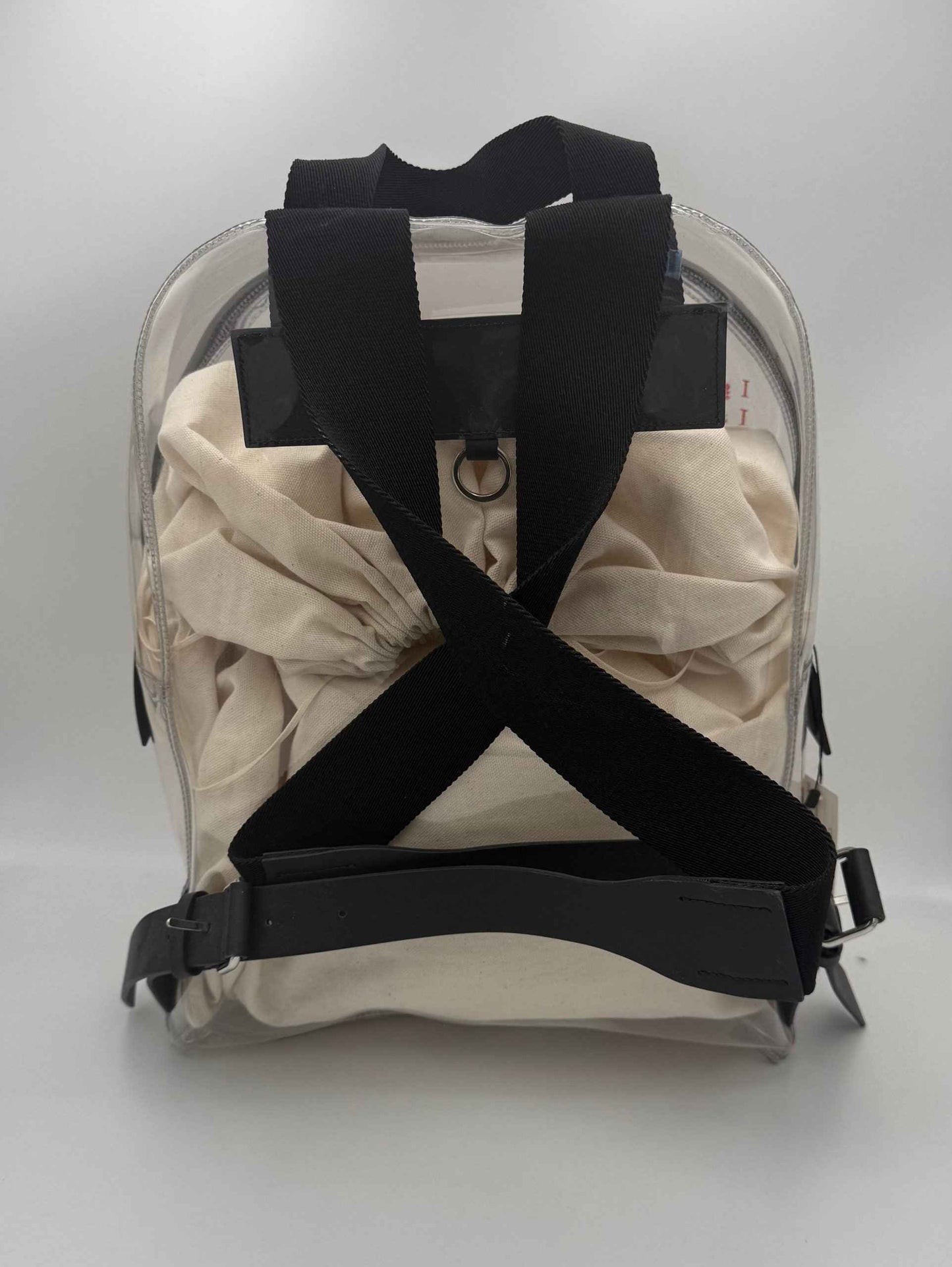 VALENTINO GARAVANI Leather and Transparent Plastic Backpack