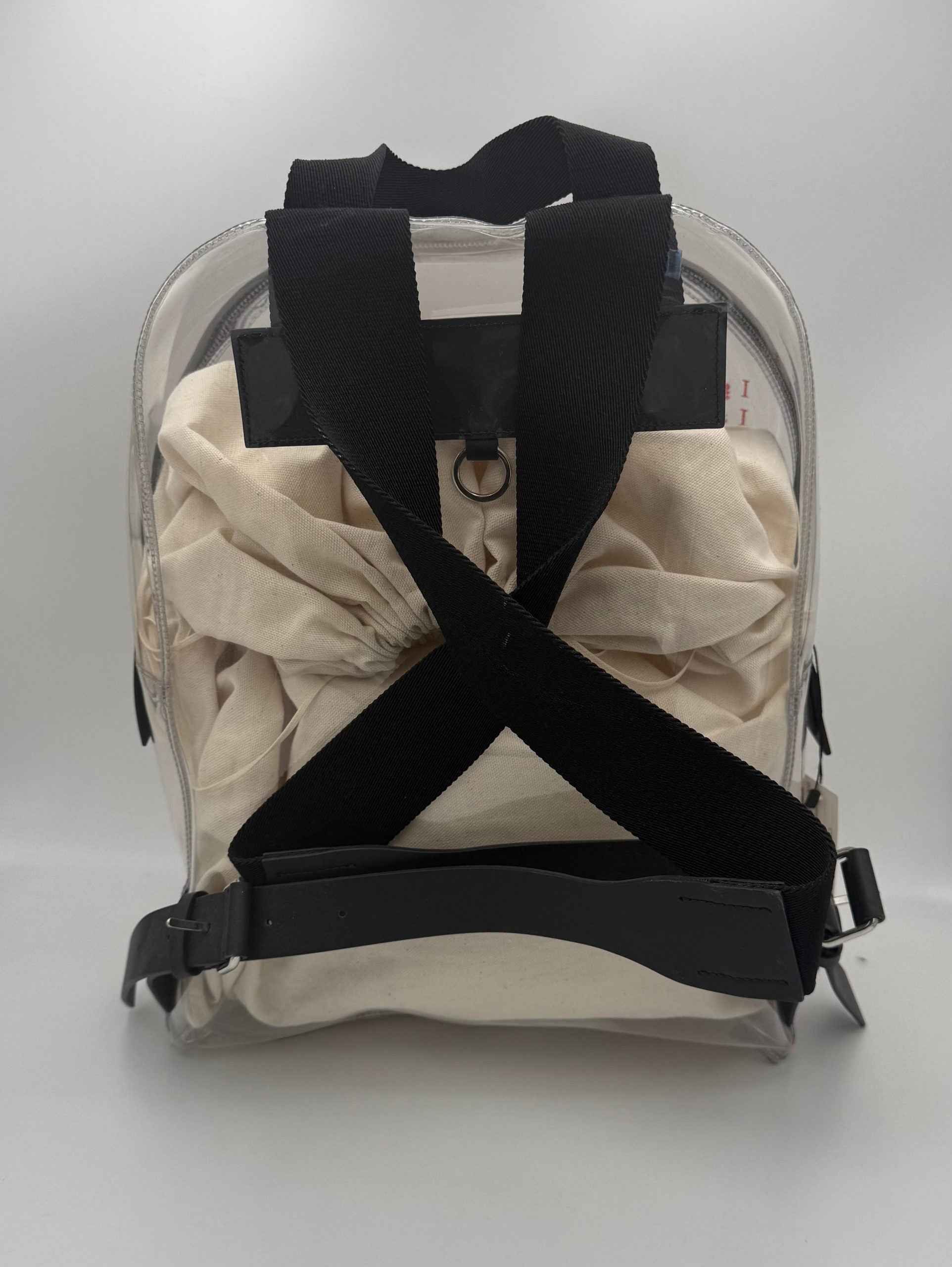 VALENTINO GARAVANI Leather and Transparent Plastic Backpack