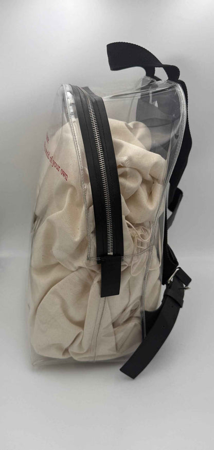 VALENTINO GARAVANI Leather and Transparent Plastic Backpack