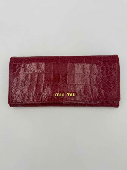 MIU MIU Rosso Crocodile Print Leather Wallet