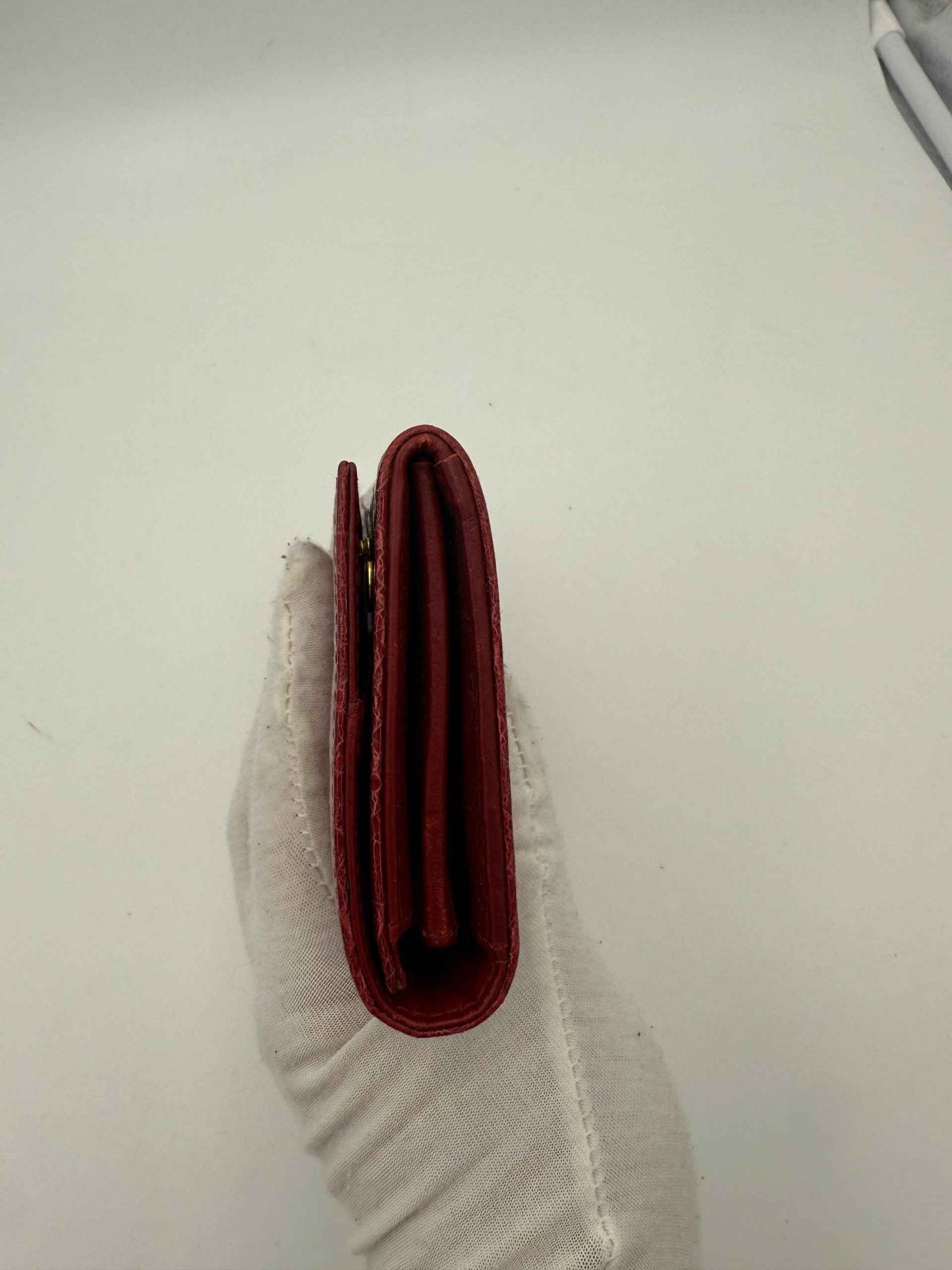 MIU MIU Rosso Crocodile Print Leather Wallet