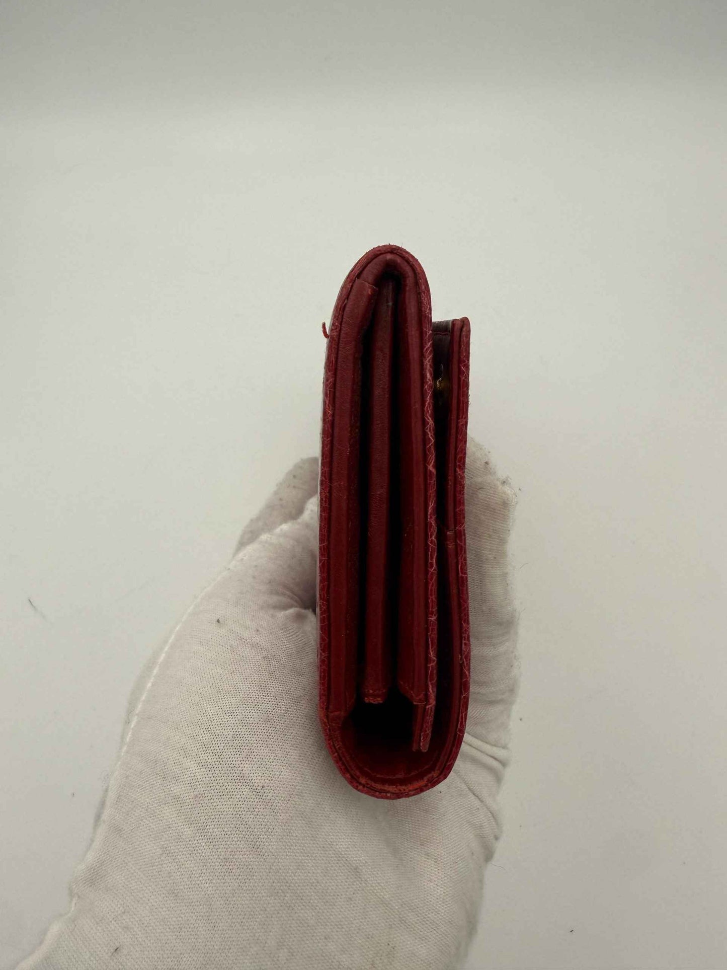 MIU MIU Rosso Crocodile Print Leather Wallet