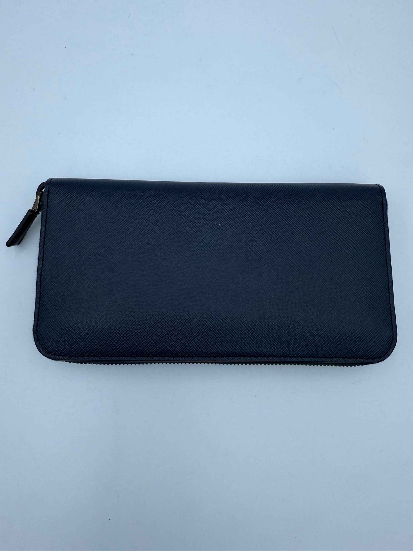 PRADA Zip in Blue Saffiano Wallet