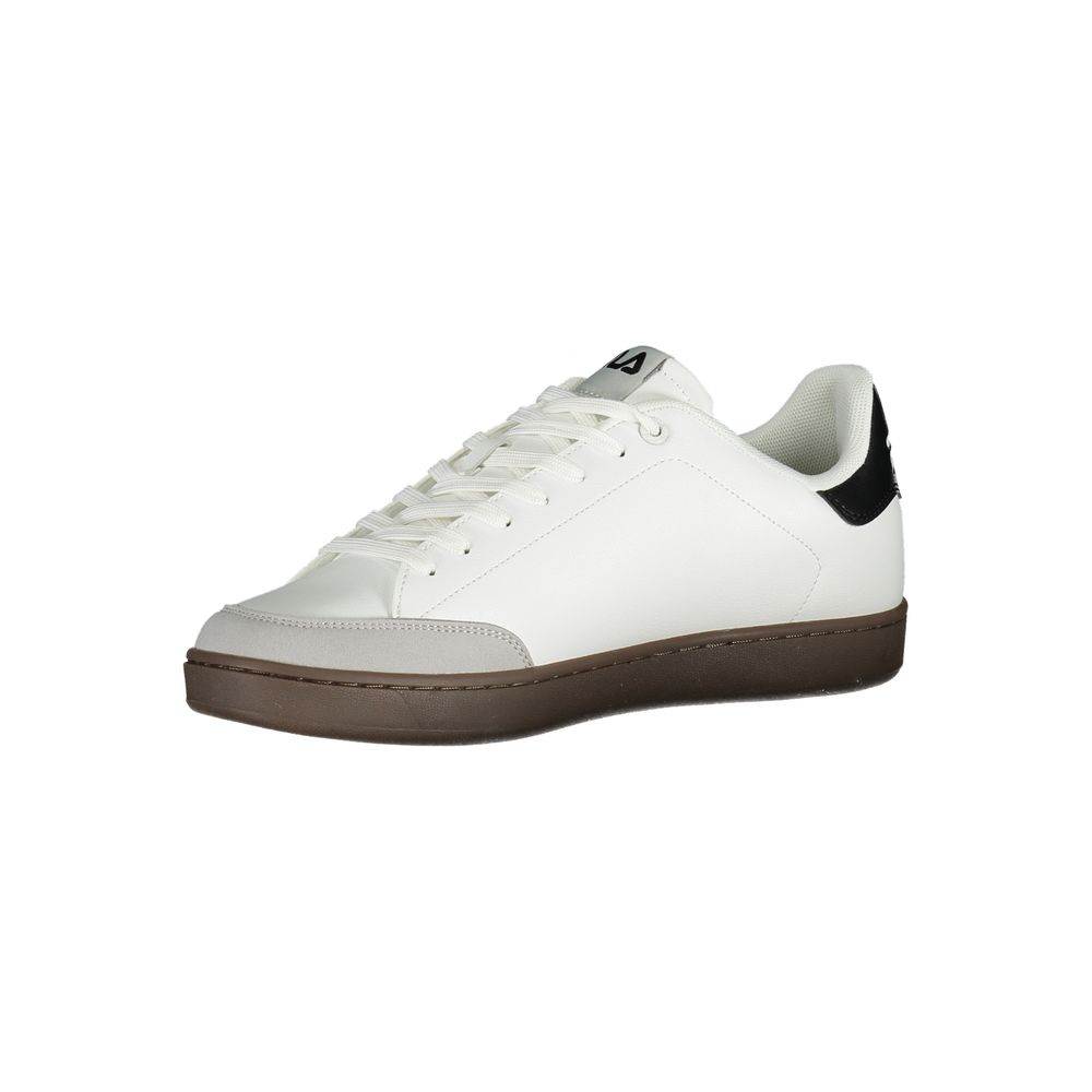 White Polyester Athletic Sneakers