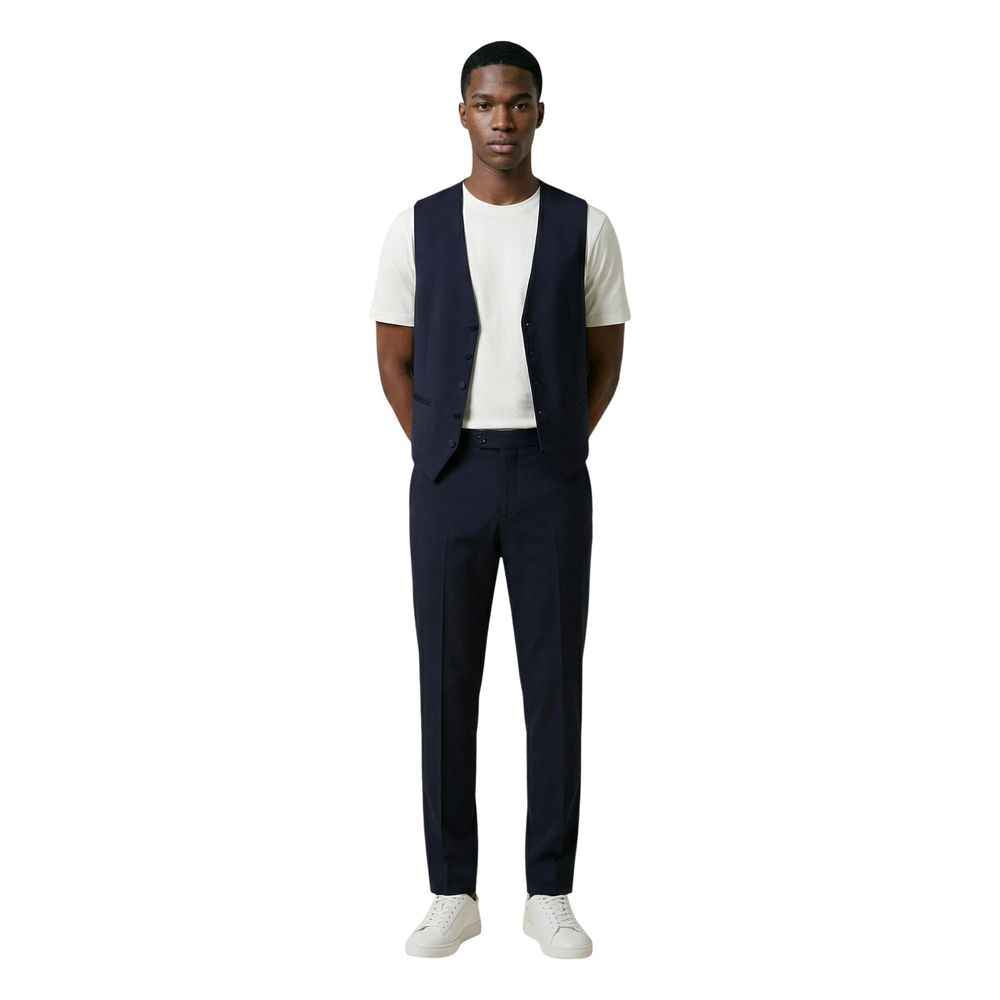 Blue Polyester Three-Piece Suit