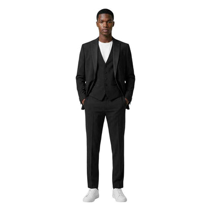 Black Polyester Three-Piece Suit