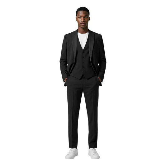 Black Polyester Three-Piece Suit