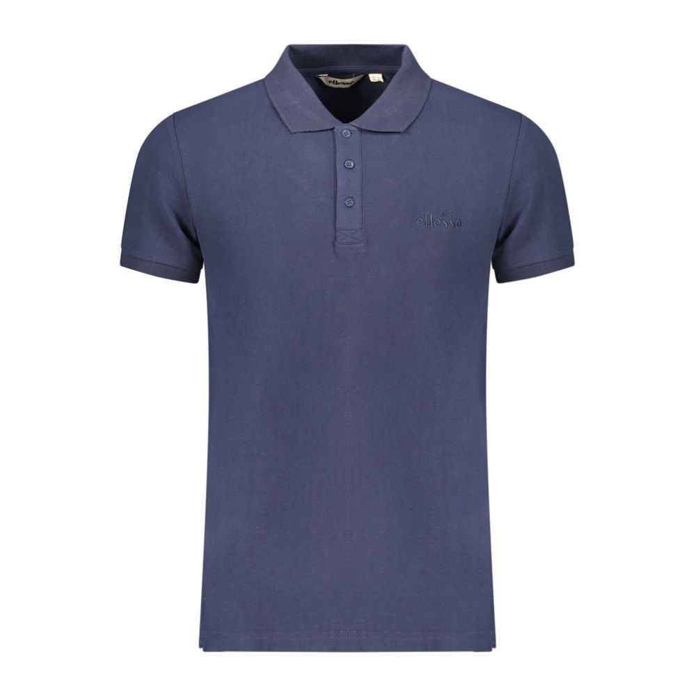 Blue Cotton Men Polo Shirt