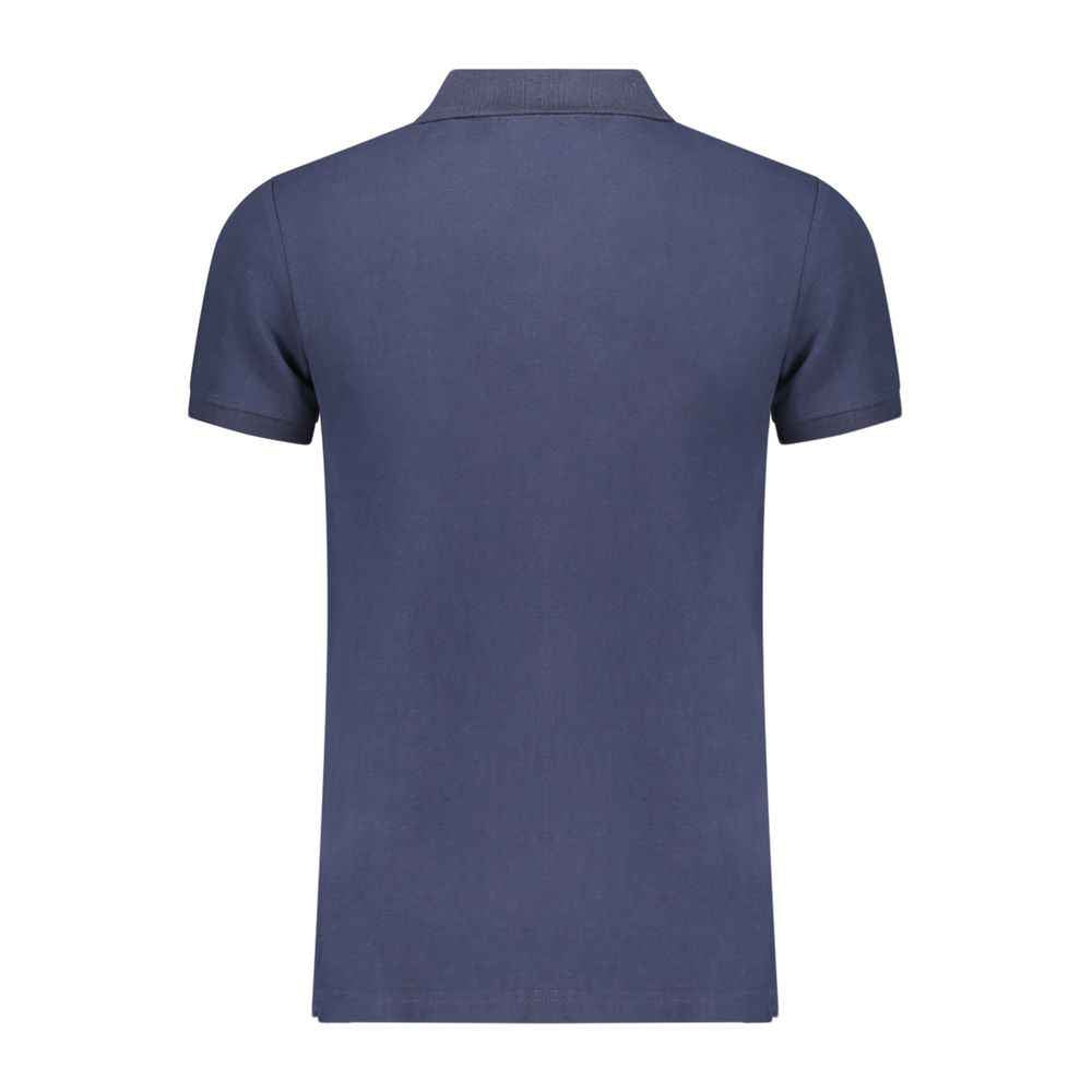 Blue Cotton Men Polo Shirt
