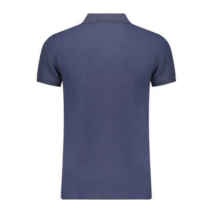 Blue Cotton Men Polo Shirt