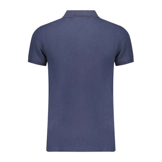 Blue Cotton Men Polo Shirt