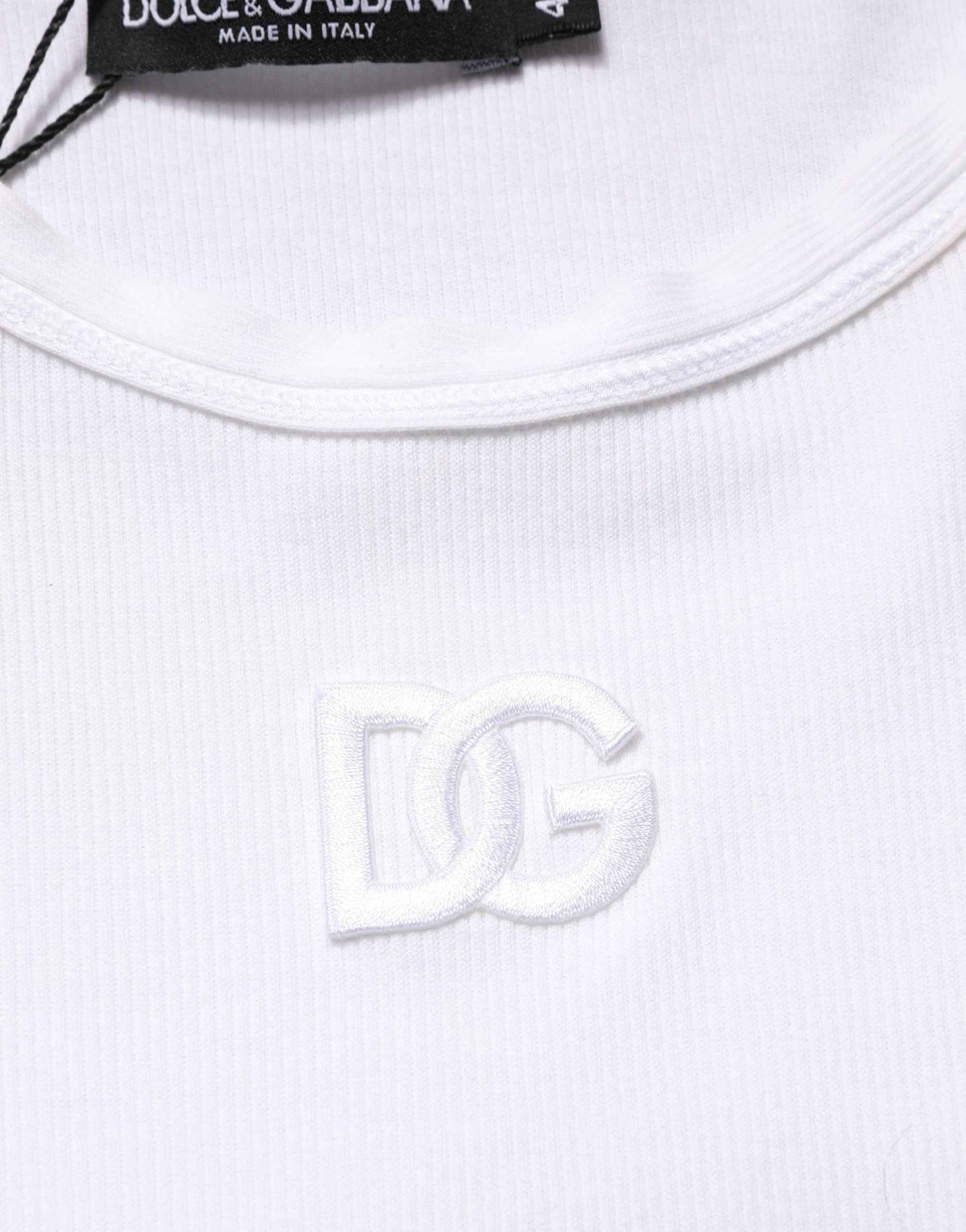 White Ribbed Cotton Sleeveless Tank  T-shirt