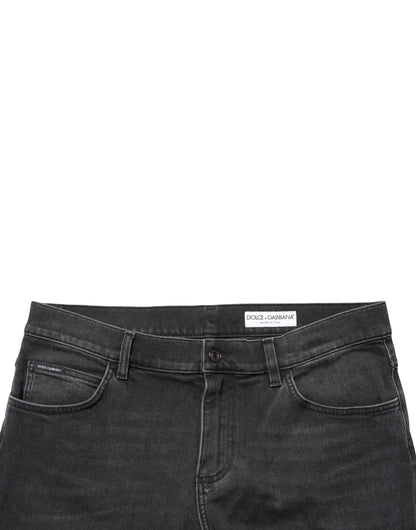 Black Cotton Stretch Regular SkinnyDenim Jeans
