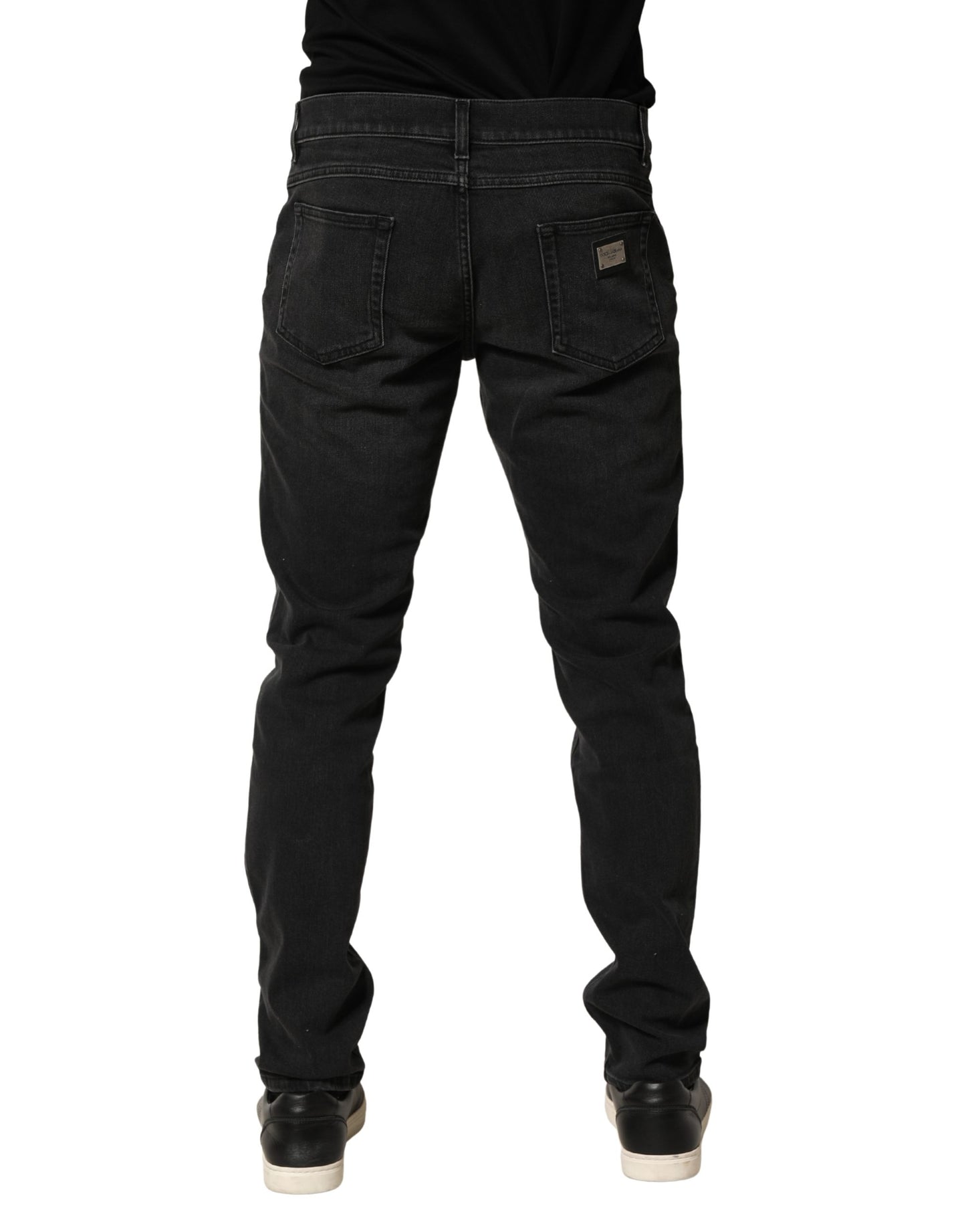 Black Cotton Stretch Regular SkinnyDenim Jeans