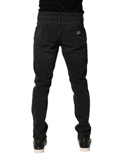 Black Cotton Stretch Regular SkinnyDenim Jeans