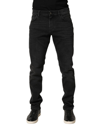Black Cotton Stretch Regular SkinnyDenim Jeans