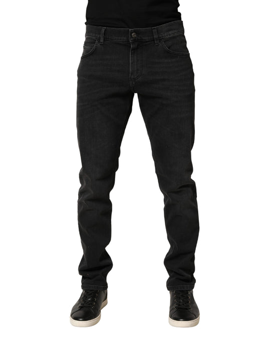 Black Cotton Stretch Regular SkinnyDenim Jeans