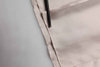 Beige Silk Straight Formal DressTrouser Pants