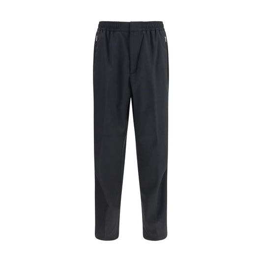 Black Polyester Casual Pants