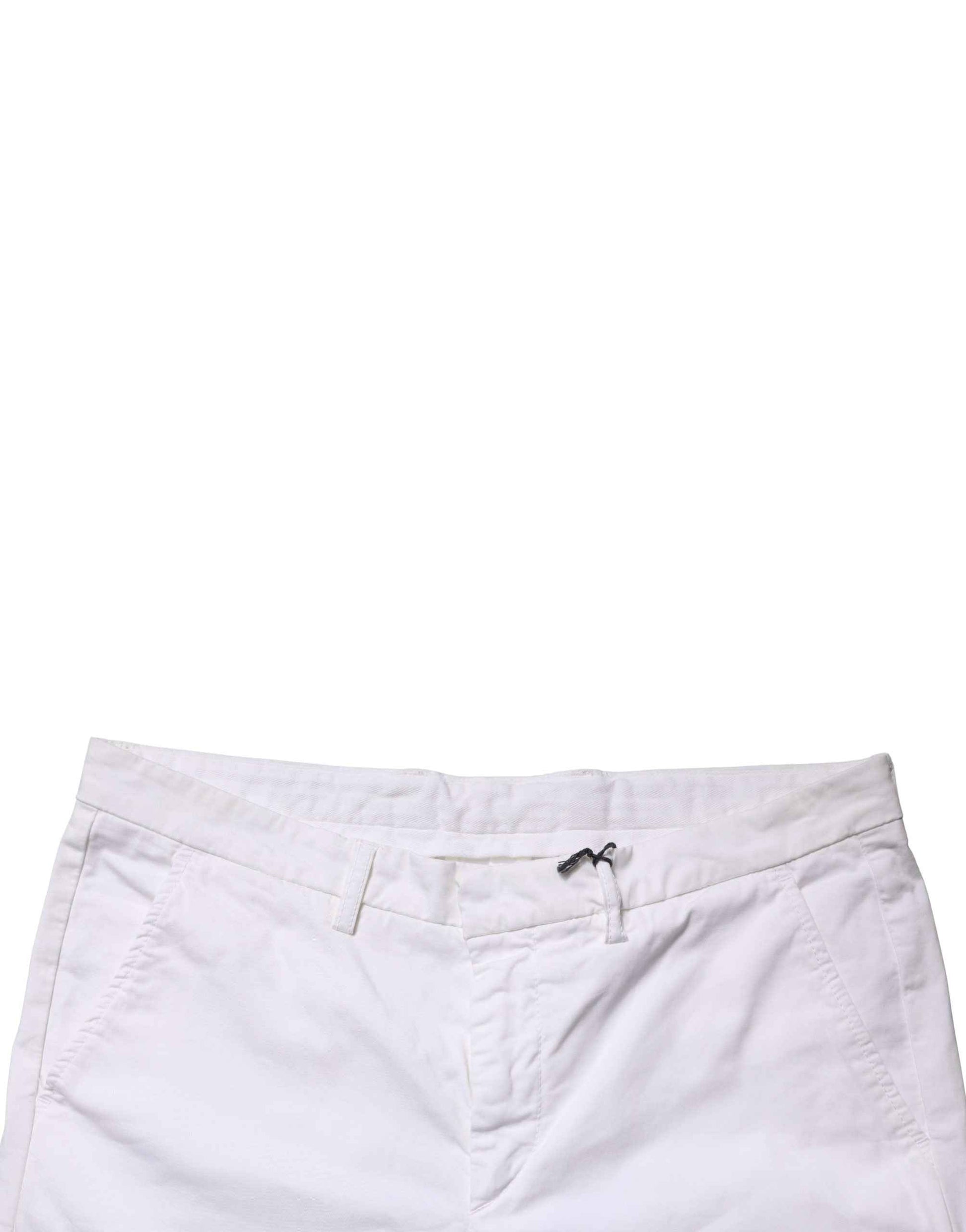 White Mid Waist Cotton Stretch Casual Men Trouser Pants