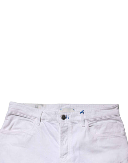 White Mid Waist Cotton Skinny Denim Men Trouser Jeans