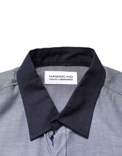 Dark Blue Cotton Long Sleeves Collared Dress Formal Shirt