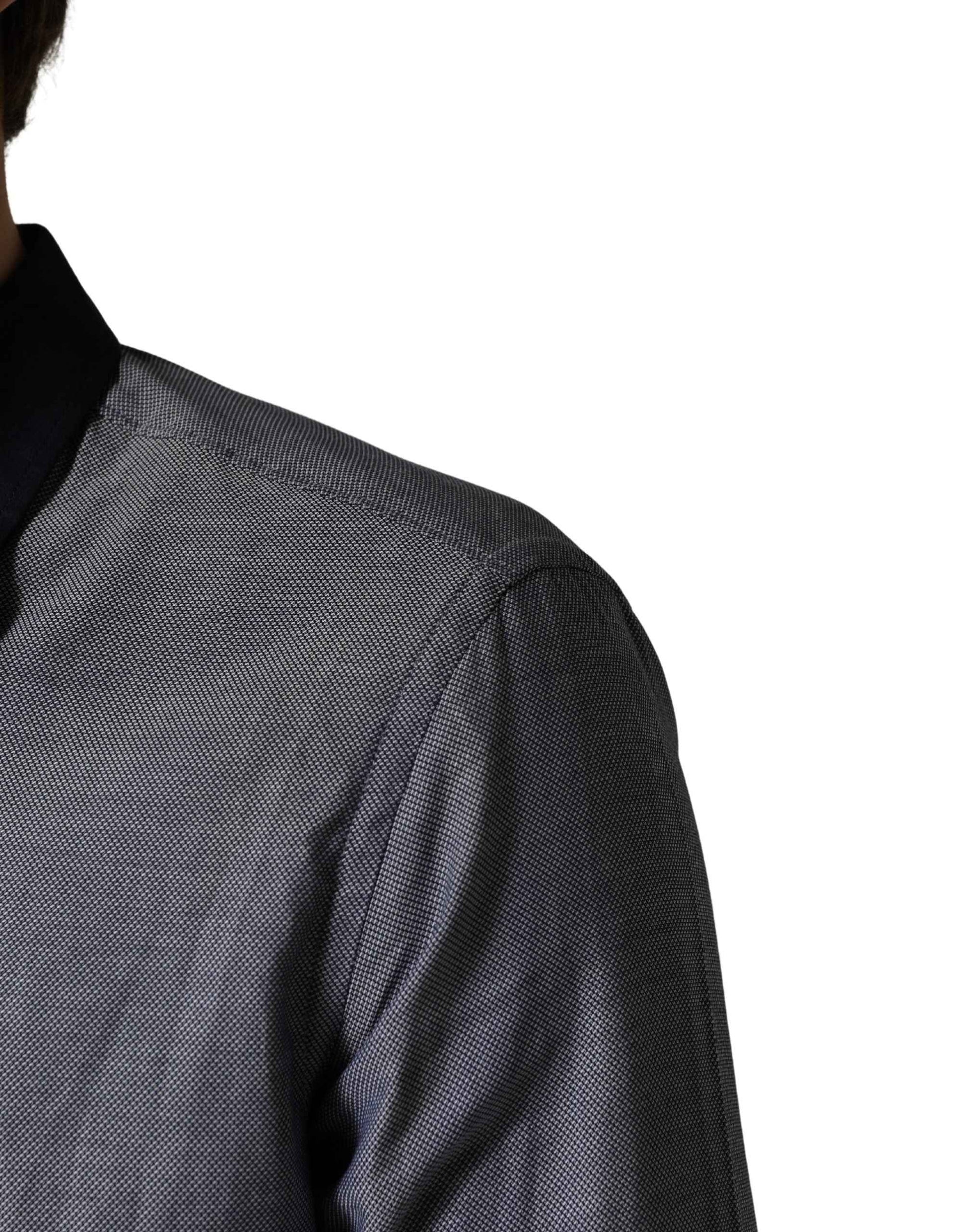 Dark Blue Cotton Long Sleeves Collared Dress Formal Shirt