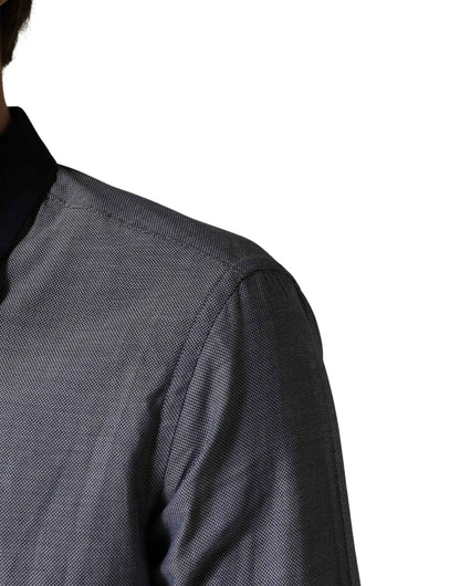 Dark Blue Cotton Long Sleeves Collared Dress Formal Shirt