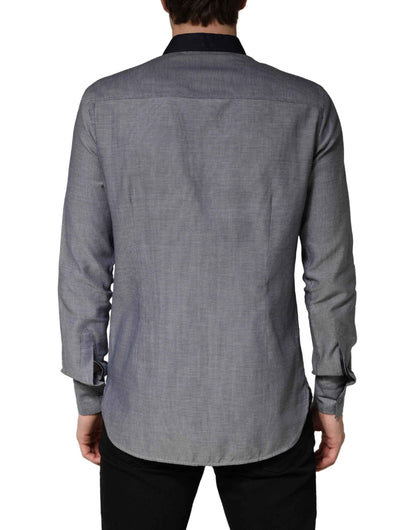Dark Blue Cotton Long Sleeves Collared Dress Formal Shirt