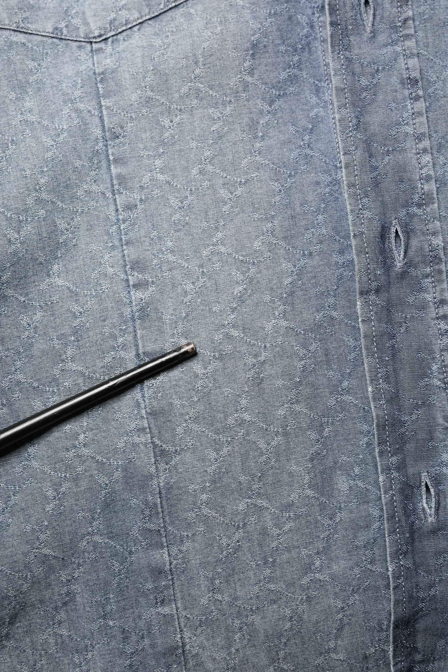 DarkBlue Long Sleeve Collared Denim Shirt