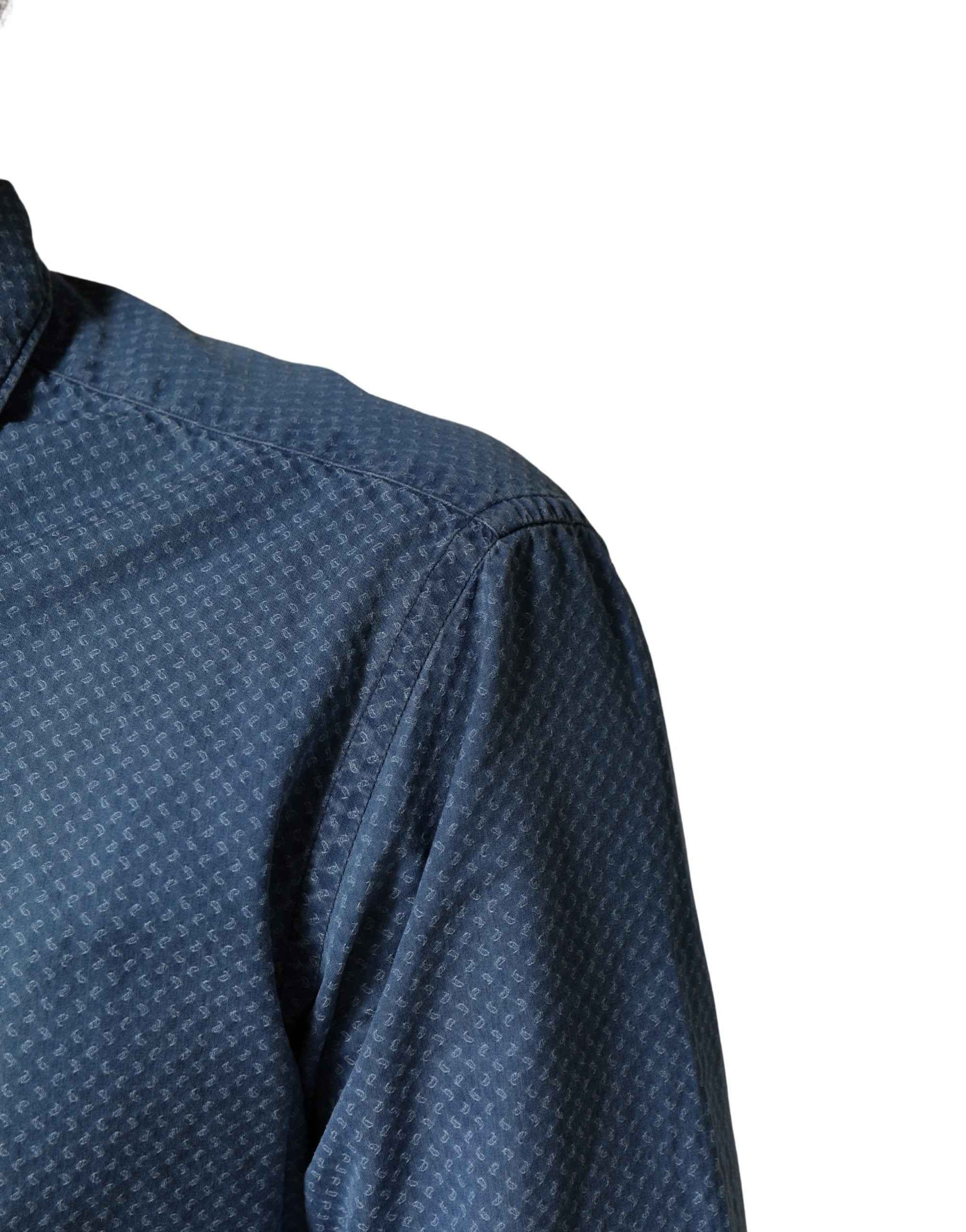 Blue Cotton Slim Fit Collared LongSleeve Casual Shirt