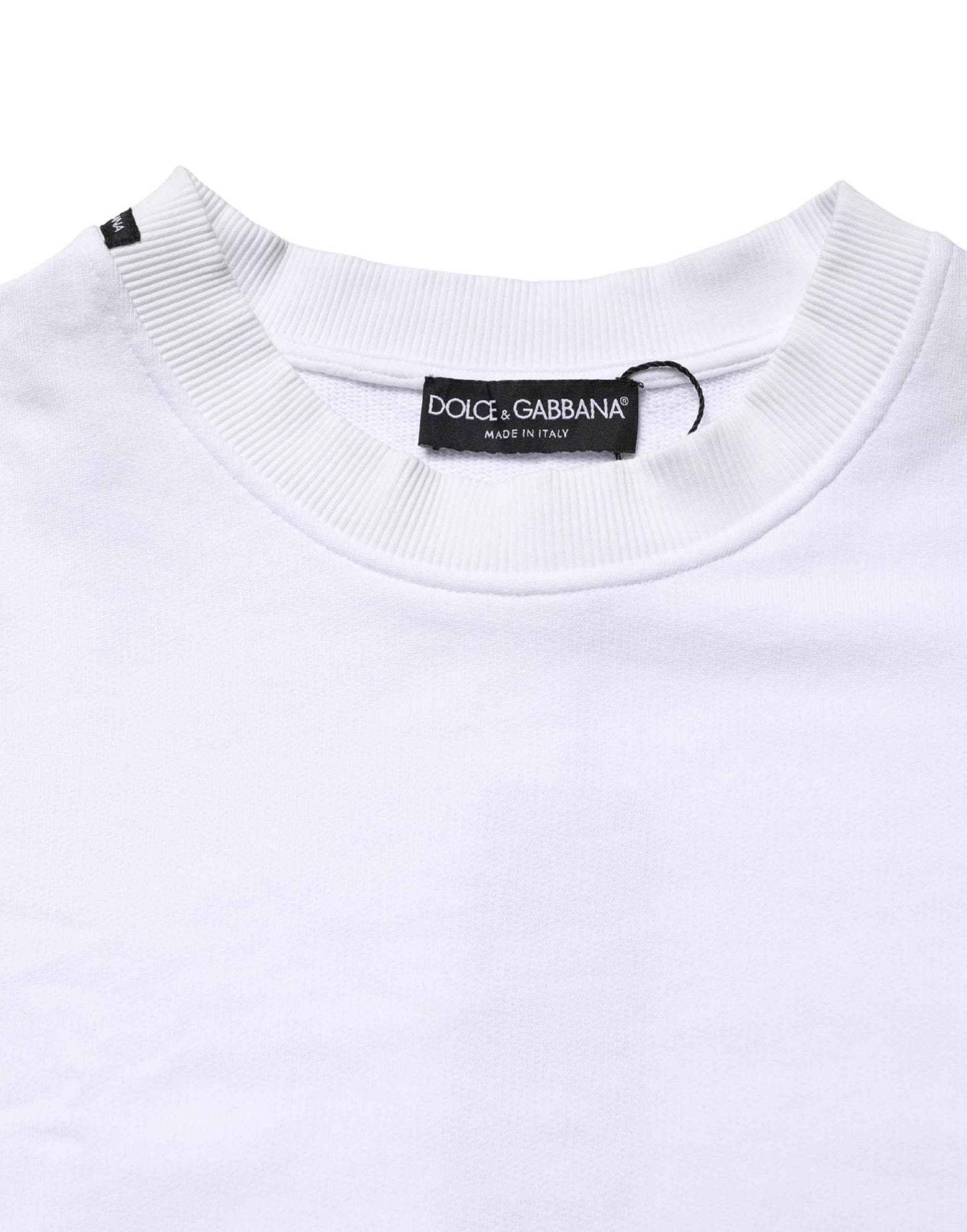 White Cotton Crew Neck Sweatshirt Sweater